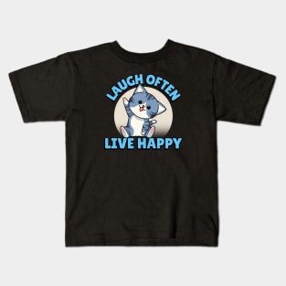 Kitty Sez: Laugh Often Live Happy Kids T-Shirt